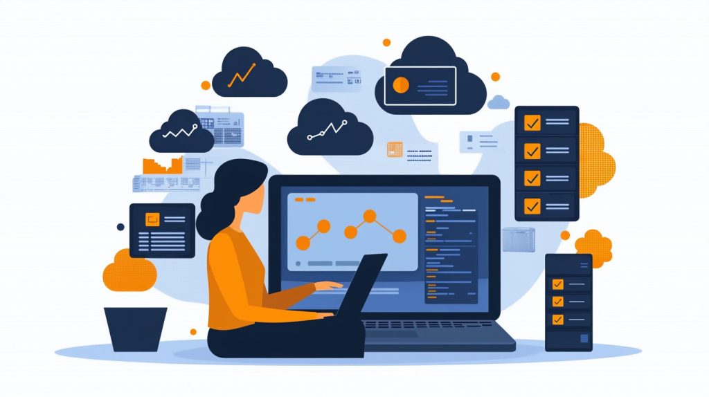 Businessperson comparing web hosting providers