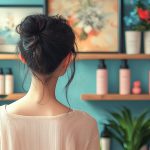 Девушка выбирает косметику